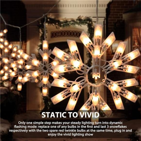 Snowflake Christmas String Lights with 6 Drops - 9ft 100 Mini Bulb - Picture 10 of 14